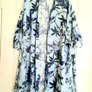 Nordstrom Treasure & Bond Drapey Dolman Tied Sleeves Floral Open Kimono One S…